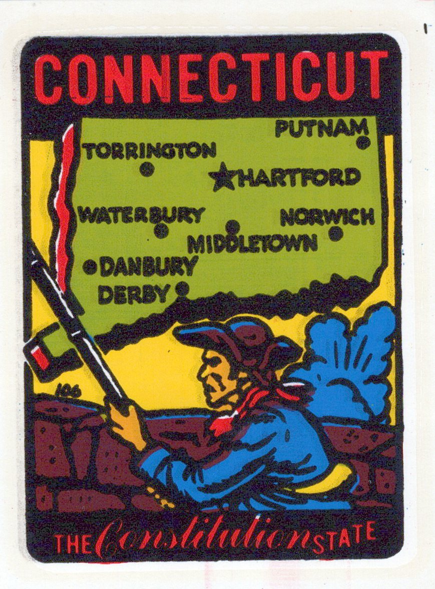 (image for) Connecticut (1) The Constitution State Vintage Vacation Stickers